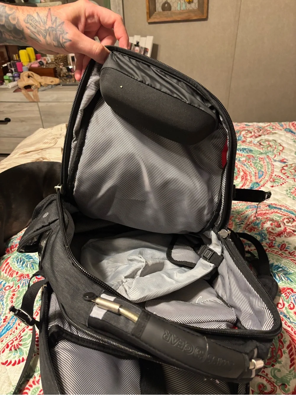 SwissGear Black Travel and Laptop Backpack with Red Logo